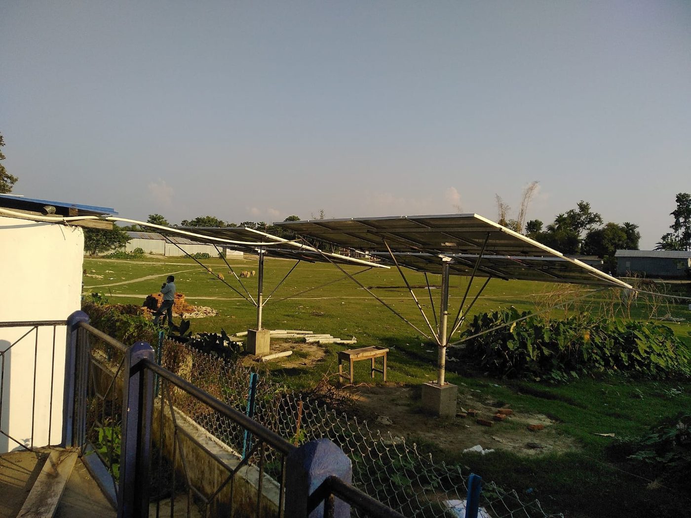 Ground-mounted solar canopy structure